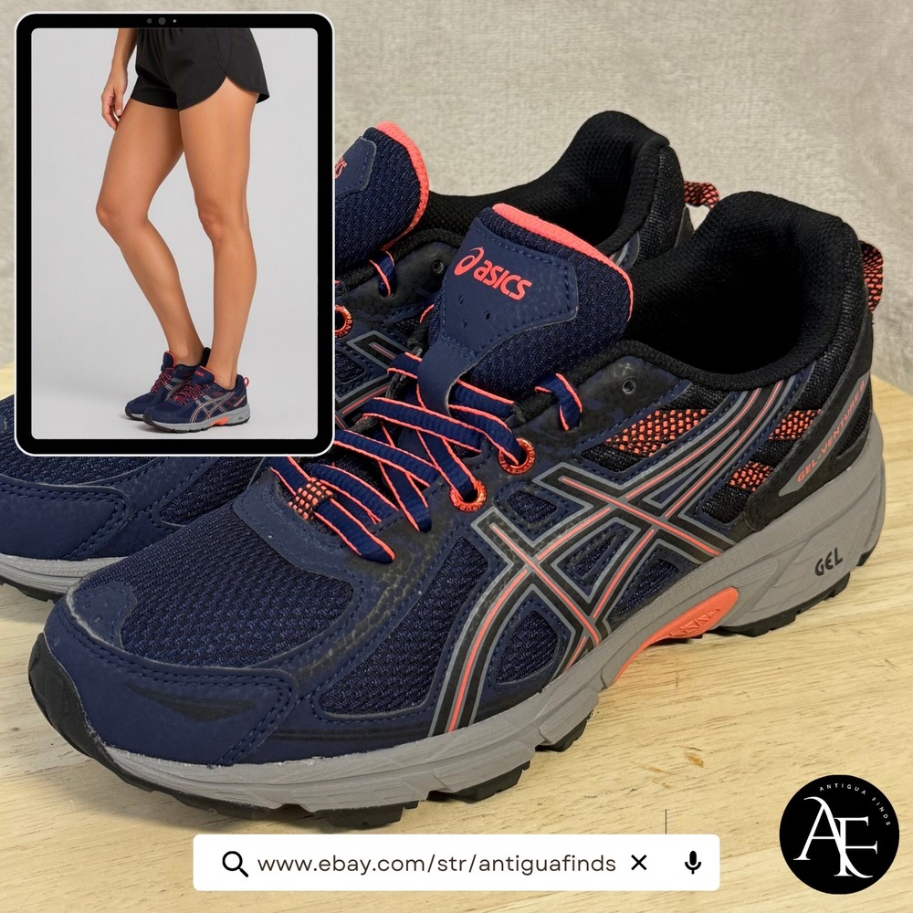 Asics Gel-Venture 6 Womens Running Shoes Navy Coral T7G6N 6.5
